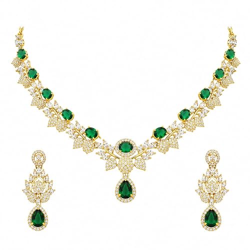 Royal Emerald Necklace Set with Earrings
