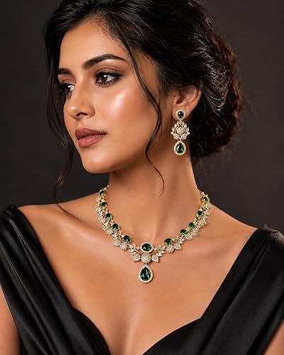 Royal Emerald Necklace Set with Earrings