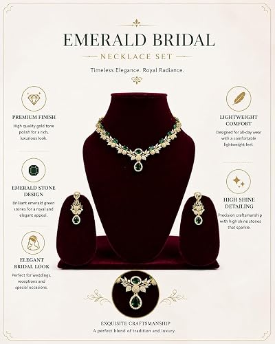 Royal Emerald Necklace Set with Earrings