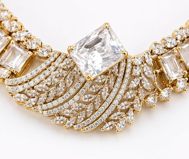 Designer Crystal Statement Necklace Set with Earrings