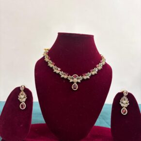 Royal Ruby Necklace Set with Earrings